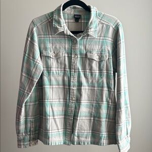 Patagonia Plaid Button Down Shirt in Green and Gray